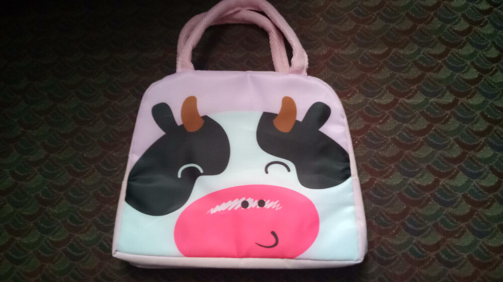 Pink Kids Cow Face Lunch Bag Tote With Zipper Insulated...Handbags1